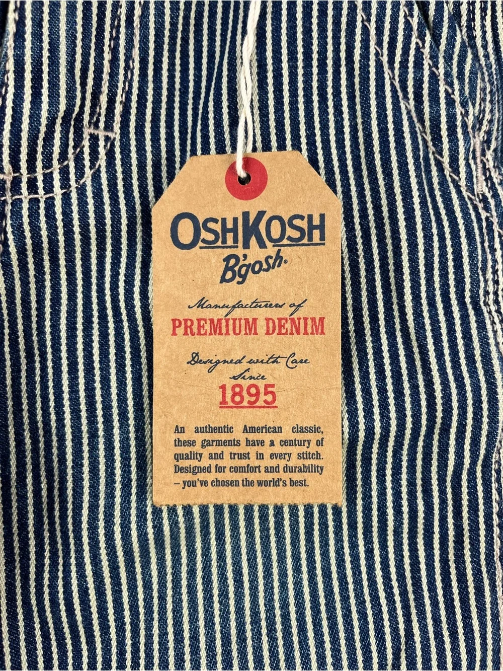 NWT Oshkosh B’gosh Kids Toddler Carpenter Jeans Blue White Hickory Striped 24M